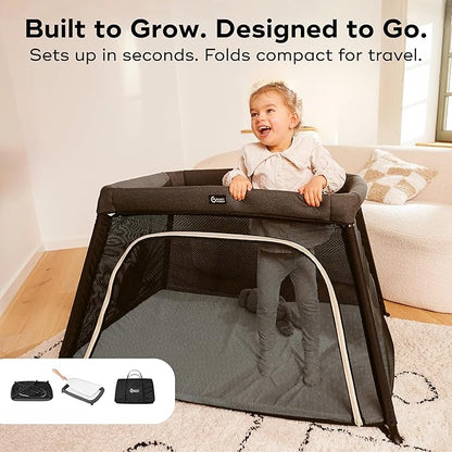 Babymoov Moov & Comfy 3-in-1 Lightweight Travel Crib, Baby Play Yard, and Infant Bassinet, Graphite