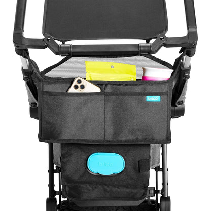 Munchkin Stroller Organizer with Cup Holders and Wet Wipes Case - Travel Storage Bag for Baby and Mom Essentials, Universal Fit, Fits UPPAbaby, Evenflo, BabyTrend and more, Black