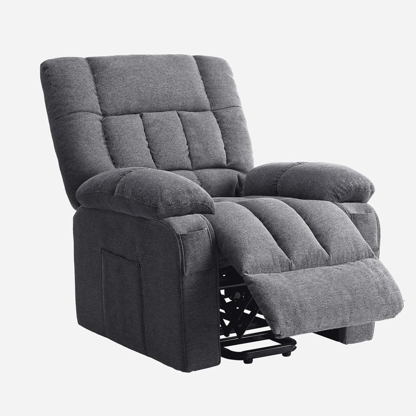 Power Lift Recliner Chair for Adult with Heated and Full Body Massage, Glider Nursery Chair with Cup Holder and USB Charge Port, Oversided Swivel Rocker Recliner for Living/Study/Bedroom Room, Grey