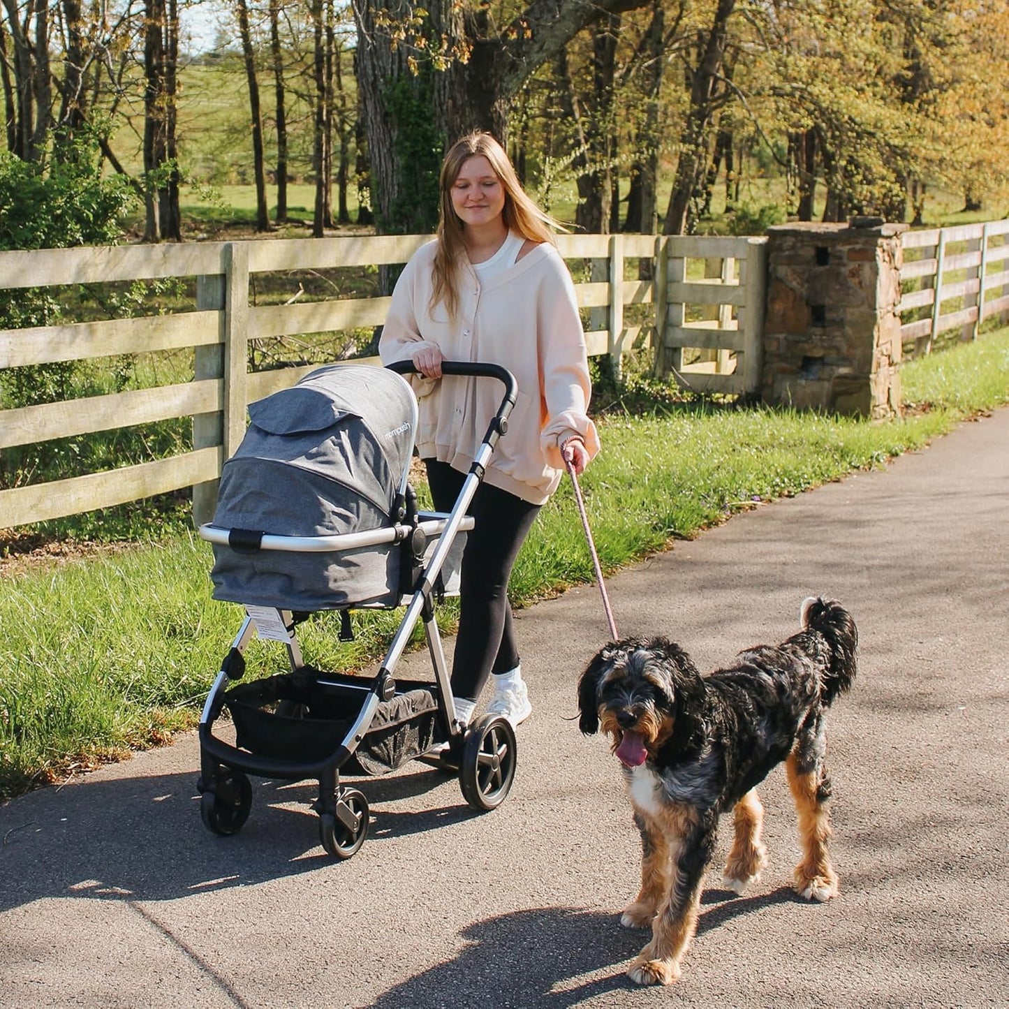 Mompush Meteor2 Baby Stroller 2-in-1 with Newborn Mode, Compatible with Infant Car Seat Adapter Included, Full-Size Bassinet Strollers for Family Outings