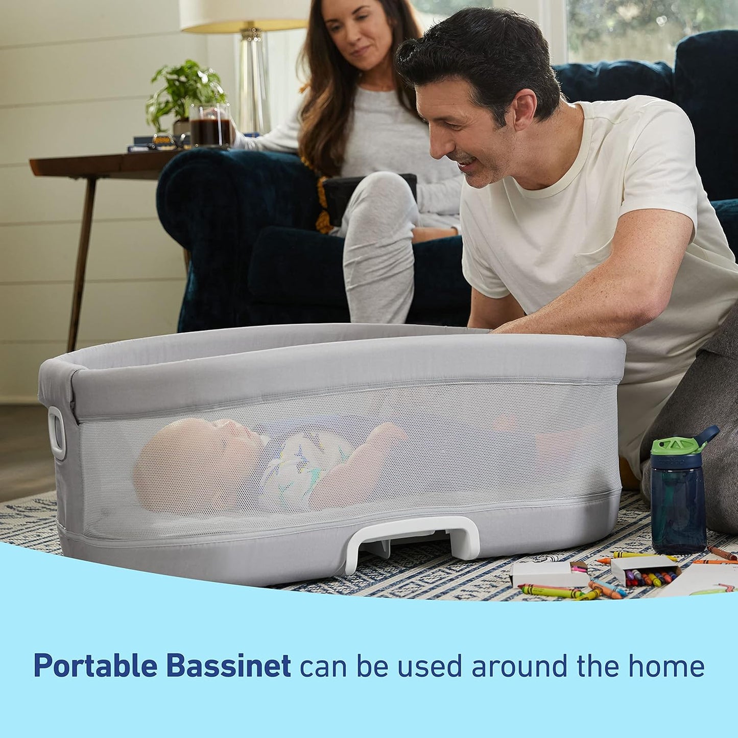 Graco® DreamMore Bedside, Newborn, Travel, Portable Bassinet for Newborn Babies to 6 Months, Willow