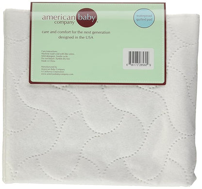 American Baby Company Waterproof Embossed Quilt-Like Flat Bassinet Protective Pad Cover White 15" X 33"