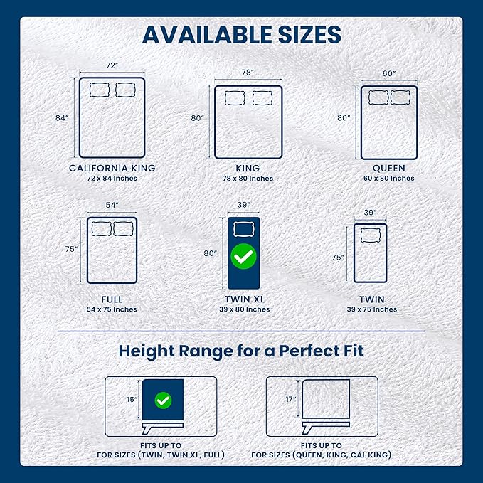 Twin XL Size Mattress Protector Waterproof 2 Pack, Premium 200 GSM Terry Mattress Cover, Soft & Breathable Bed Cover, Fitted Sheet Style Stretchable Deep Pockets 15" by Utopia Bedding (White)