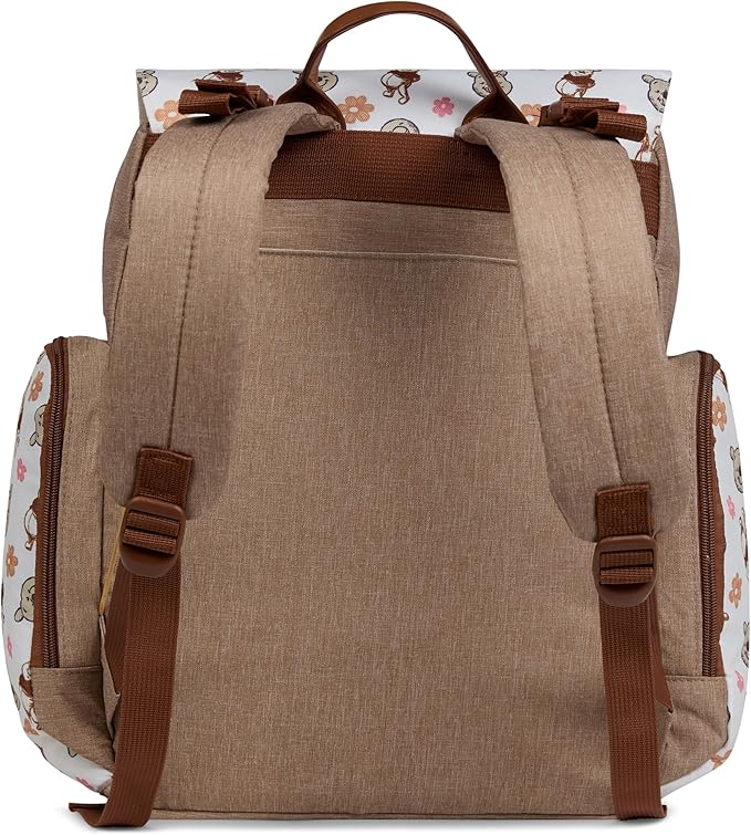 Disney Diaper Bag Backpack with Changing Pad Winnie the Pooh – 16” Nylon Baby Bag for Parents, Insulated Bottle Holders, Multiple Storage Pockets