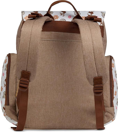 Disney Diaper Bag Backpack with Changing Pad Winnie the Pooh – 16” Nylon Baby Bag for Parents, Insulated Bottle Holders, Multiple Storage Pockets