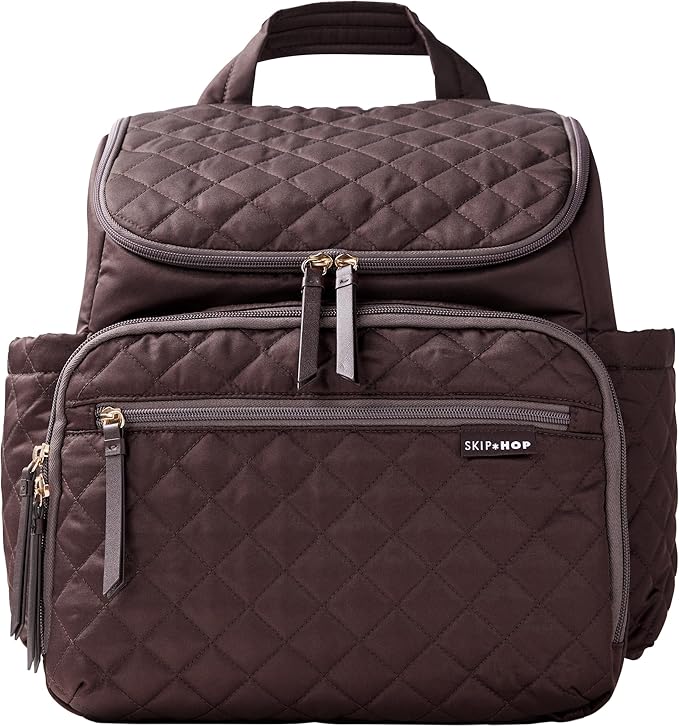 Skip Hop Diaper Bag Backpack: Forma, Multi-Function Baby Travel Bag with Changing Pad & Stroller Attachment, Chocolate