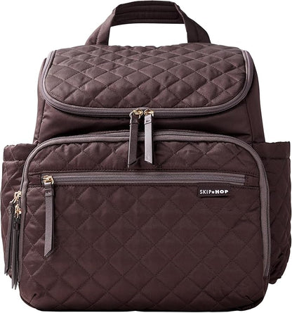 Skip Hop Diaper Bag Backpack: Forma, Multi-Function Baby Travel Bag with Changing Pad & Stroller Attachment, Chocolate