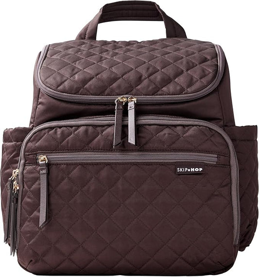 Skip Hop Diaper Bag Backpack: Forma, Multi-Function Baby Travel Bag with Changing Pad & Stroller Attachment, Chocolate