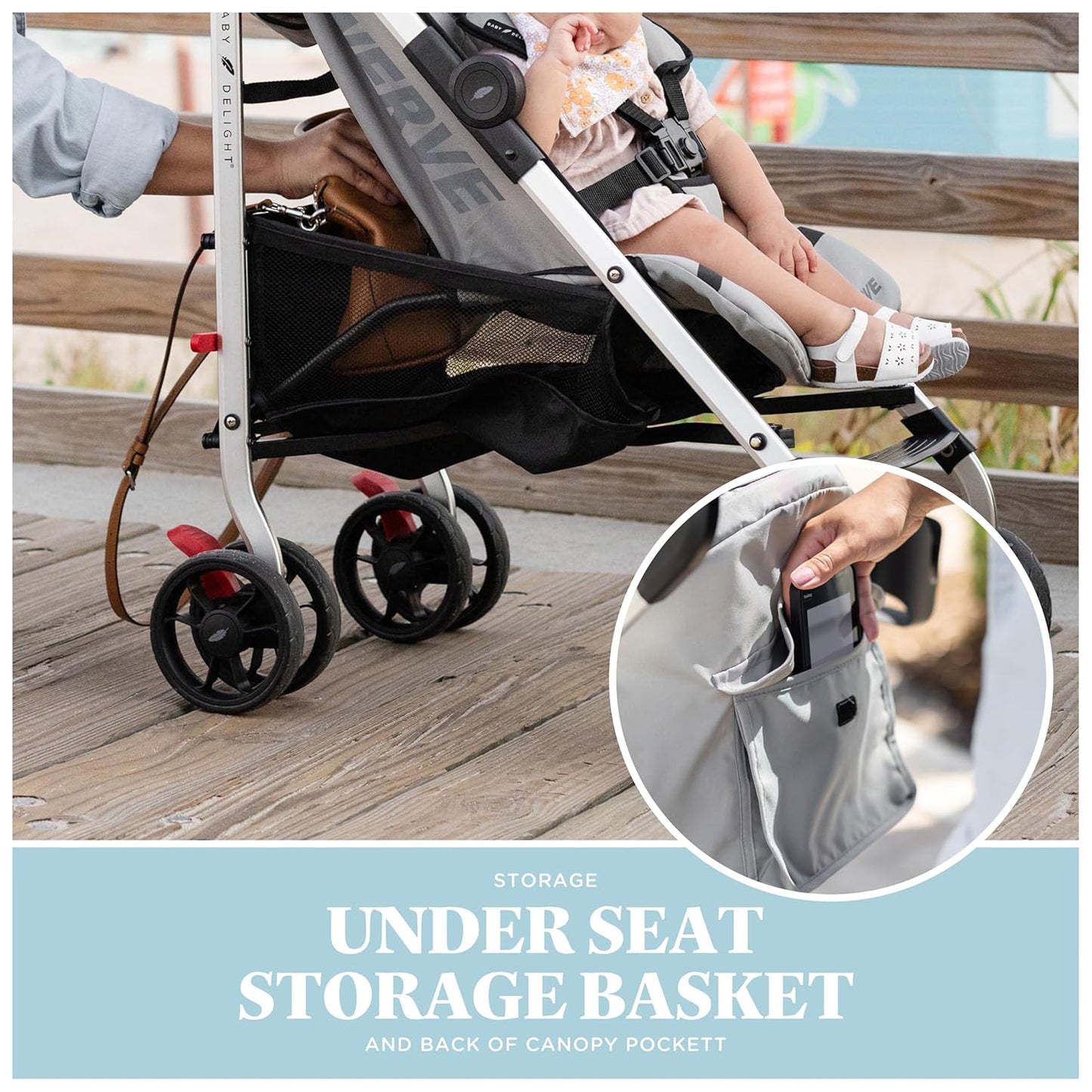 Baby Delight | Swerve Stroller | Lightweight | for Travel & Everyday | Multi-Position Recline | Compact Fold | Extra Storage | Tan
