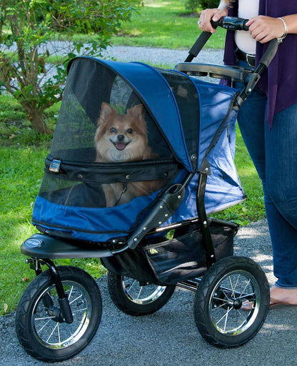 Pet Gear No-Zip Jogger Pet Stroller for Cats/Dogs, Zipperless Entry, Airless Tires, Easy One-Hand Fold, Cup Holder + Storage Basket, Salt- Extra Large