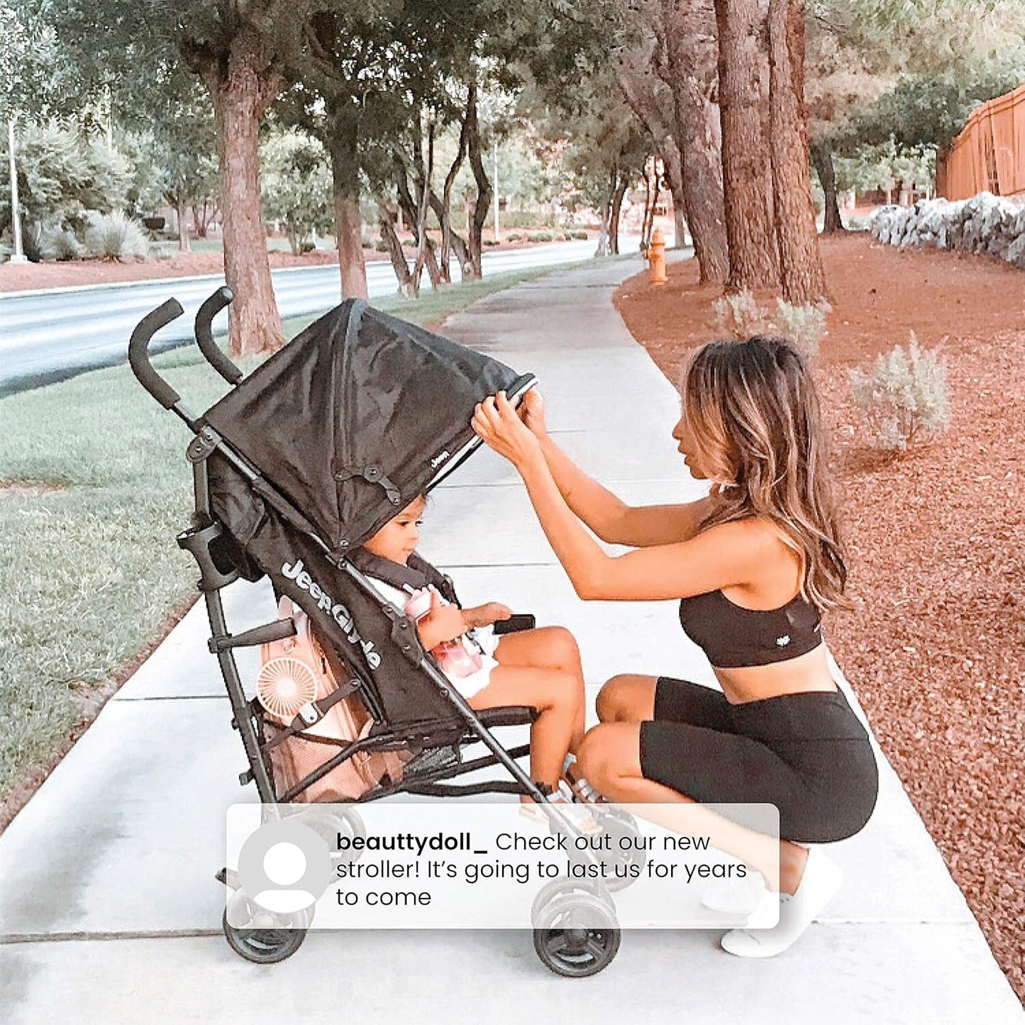 Jeep PowerGlyde Plus Stroller by Delta Children Lightweight Travel Stroller with Smoothest Ride, Aluminum Frame, 4-Position Recline, Extra Large Storage Basket, Black