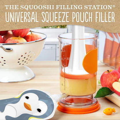 The Filling Station: Squooshi Food Pouch Filler + 12 Large 5 oz Pouches/The Food Pouch Maker for Baby Food Storage and Snack Food Pouches
