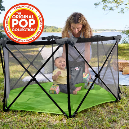 Summer Infant Pop ‘N Play Deluxe Ultimate Playard, Aqua Splash - Full Coverage Indoor/Outdoor Portable Play Pen with Fast, Easy and Compact Fold