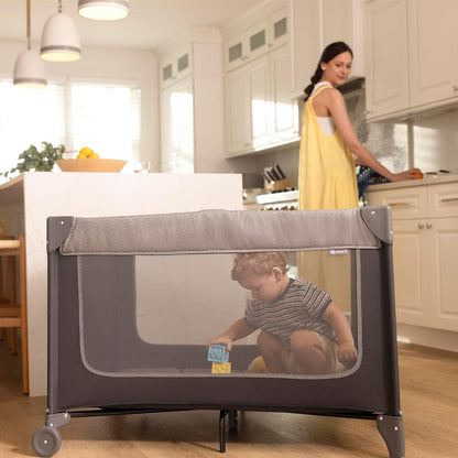Safety 1st Basic 2-in-1 Play Yard with Bassinet, Gray