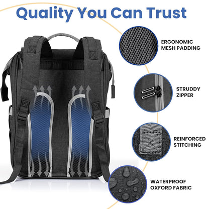 PILLANI Baby Diaper Bag Backpack - Large Waterproof Travel Diaper Bag for Boys & Girls, 16 Organizer Pockets with Changing Pad, Insulated Bottle Pockets & Stroller Straps, Baby Shower Gifts, Dinosaur
