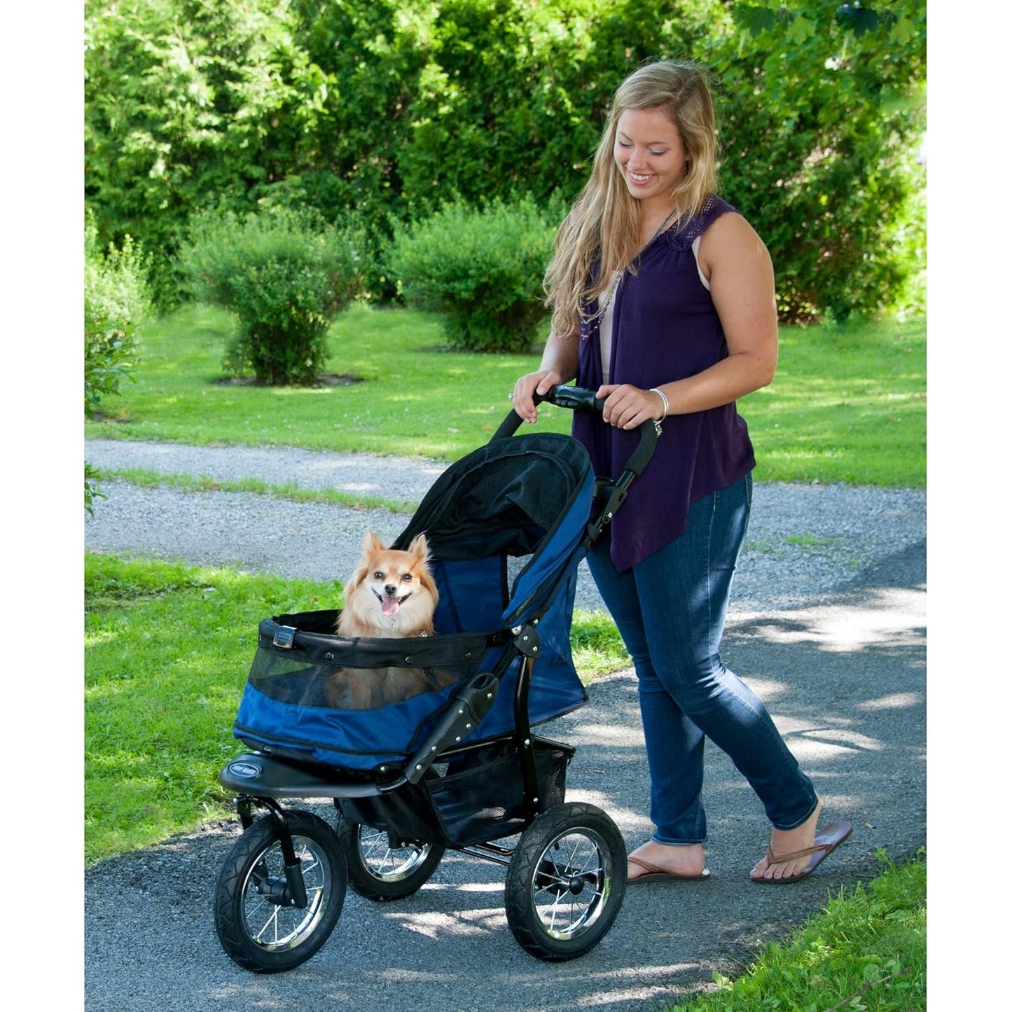 Pet Gear No-Zip Jogger Pet Stroller for Cats/Dogs, Zipperless Entry, Airless Tires, Easy One-Hand Fold, Cup Holder + Storage Basket, Salt- Extra Large