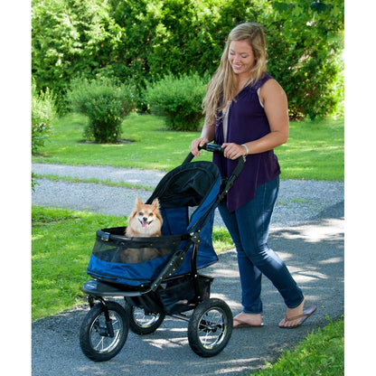Pet Gear No-Zip Jogger Pet Stroller for Cats/Dogs, Zipperless Entry, Airless Tires, Easy One-Hand Fold, Cup Holder + Storage Basket, Salt- Extra Large