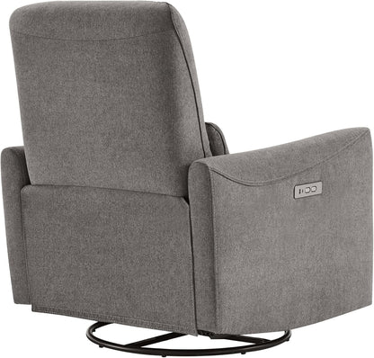 CHITA Power Recliner Chair Swivel Glider, FSC Certified Upholstered Living Room Nursery Reclining Sofa Chair with Lumbar Support, Linen