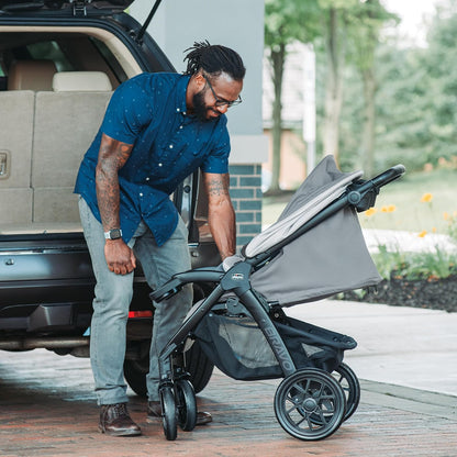 Chicco Bravo LE ClearTex Full-Size Stroller for Babies and Toddlers, UPF-Rated Canopy, GREENGUARD Gold Certified, Lightweight, One-Hand Compact Fold, Pewter/Grey
