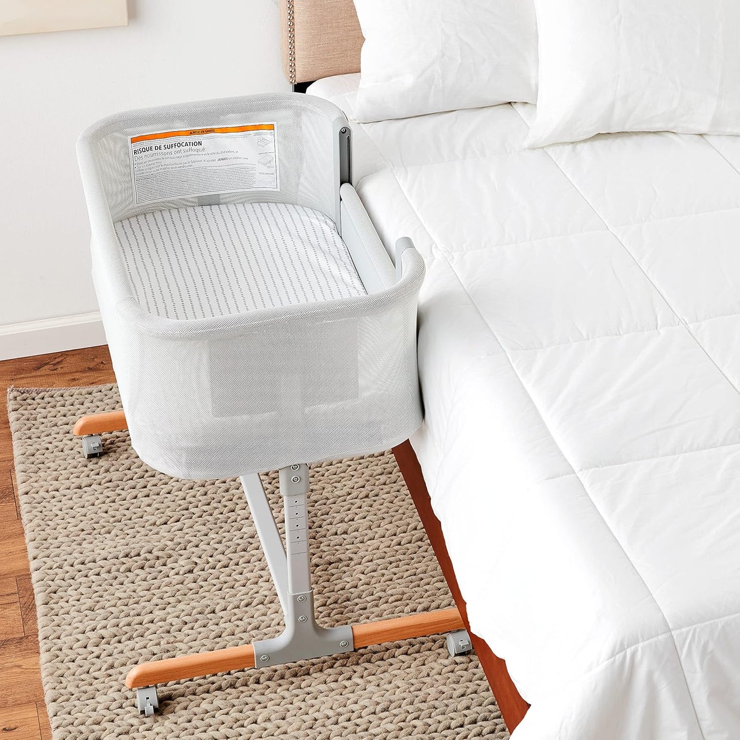 Skip Hop Baby Bassinet, Cozy Up 2-in-1 Bedside Sleeper & Bassinet, Grey