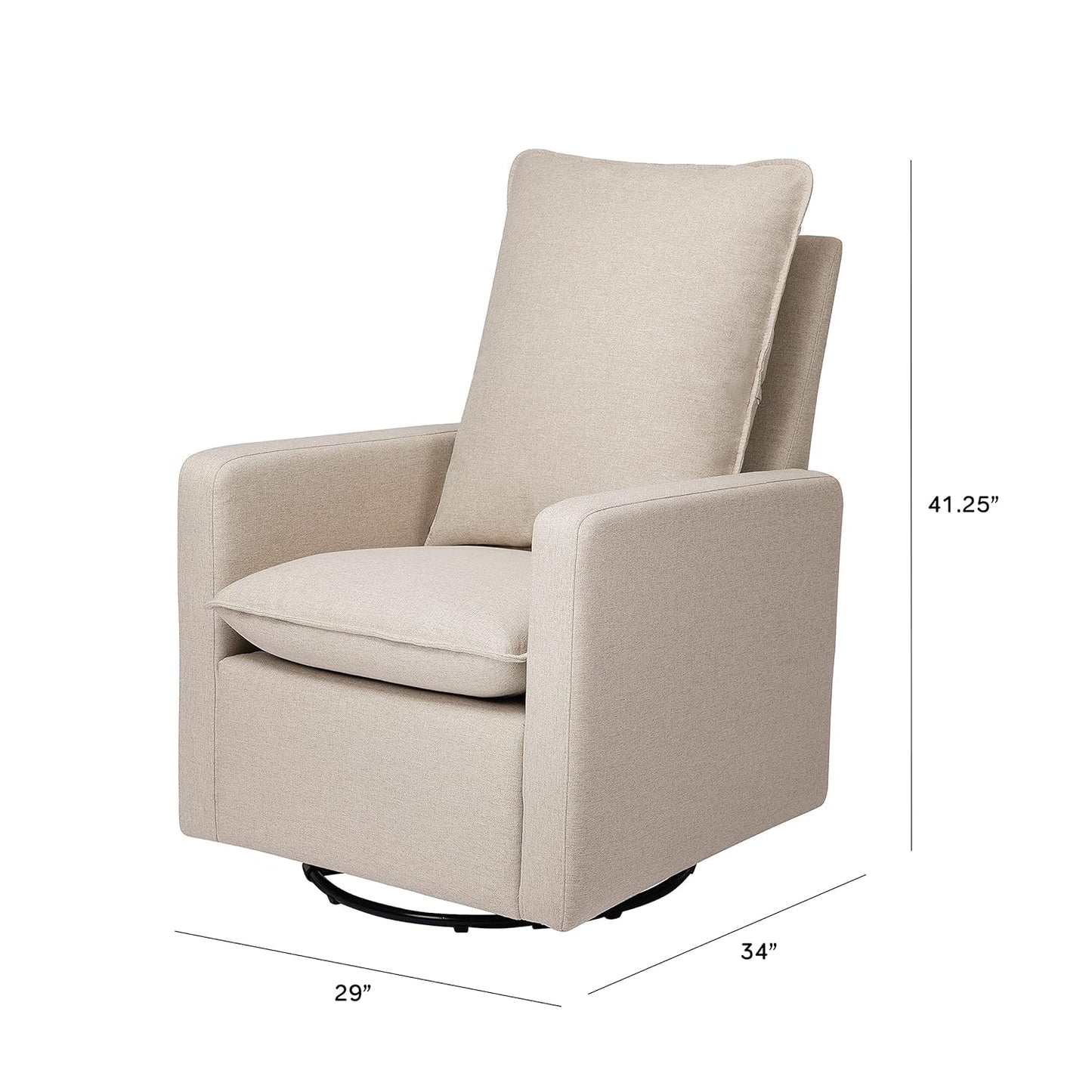 Babyletto Cali Pillowback Swivel Glider in Performance Plastic Cream Eco-Weave, Water Repellent & Stain Resistant, Greenguard Gold and CertiPUR-US Certified