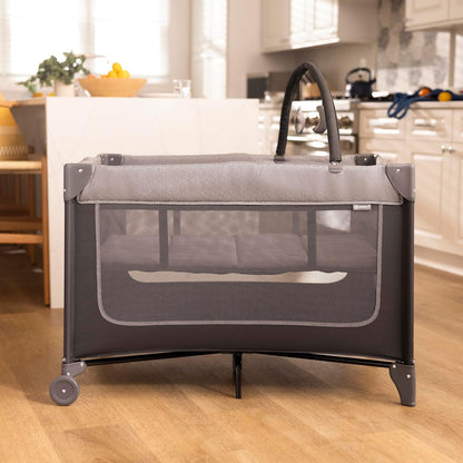 Safety 1st Basic 2-in-1 Play Yard with Bassinet, Gray