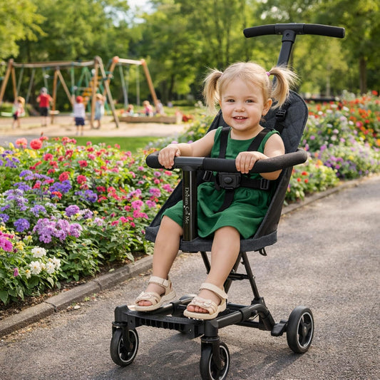 Dream On Me Coast Rider Travel Stroller, Lightweight & Compact Baby Stroller, Theme Park Approved, Book-Folding Design, Adjustable Handle, Soft-Ride Wheels, Converts to Rider & Scooter - Pink