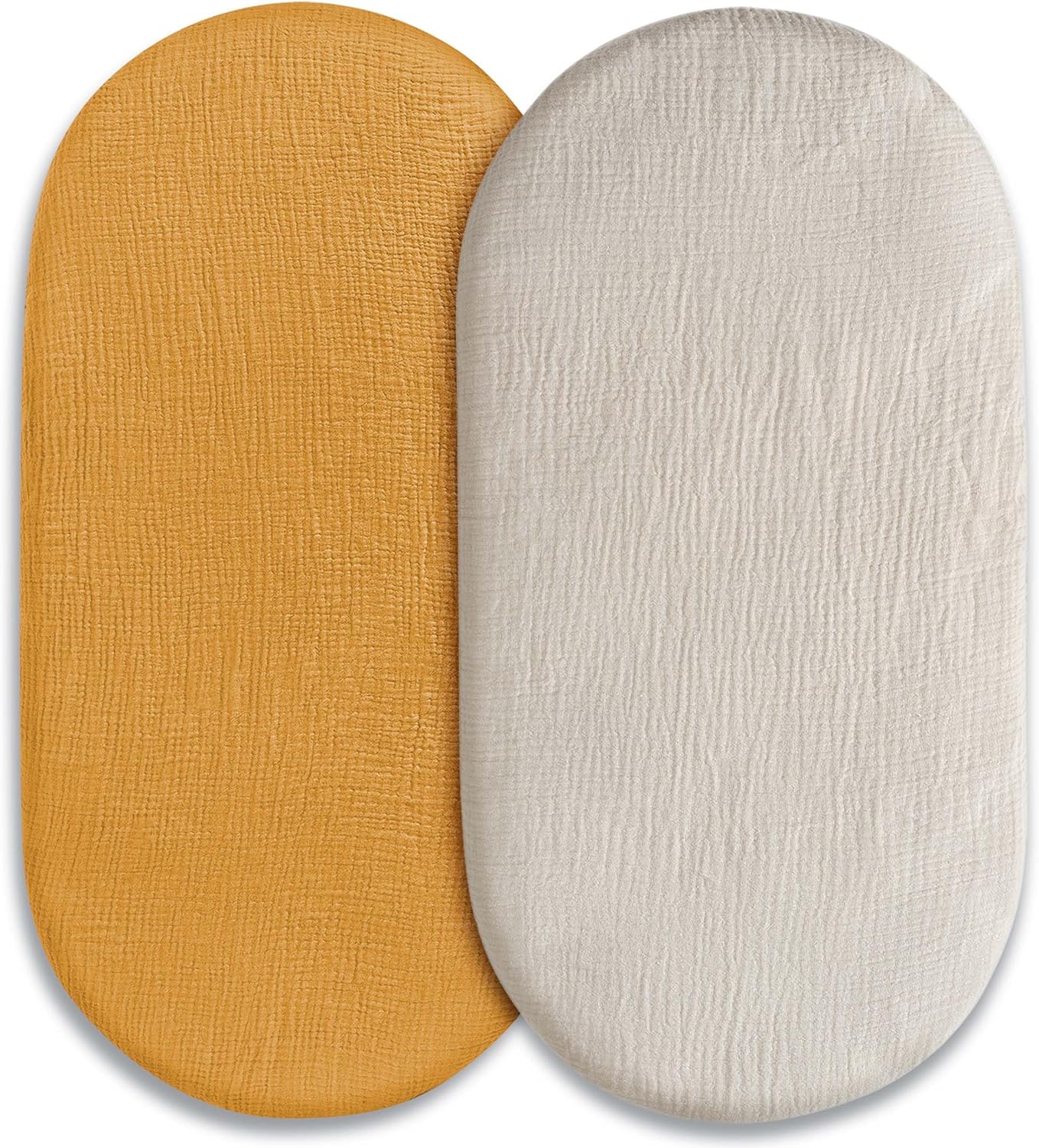 Muslin Bassinet Fitted Sheets 2 Pack, Soft Breathable Cotton Baby Bassinet Mattress Sheet Set, 360° Elastic Snug Fit, Universal for Oval, Rectangle & Hourglass Cradle, Unisex Baby Bedding (Cute Cars)