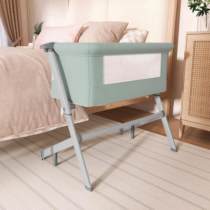 Dream On Me Skylar Bassinet and Bedside Sleeper, Adjustable Heights, Breathable Mesh Sides, Plush Mattress Pad, Wheels with Safety Locks & Tool-Free Assembly, Compact Fold & Travel Bag - Pink