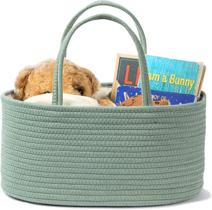 Diaper Caddy Organizer, Empty Gift Basket for Newborn Essentials, Baby Storage Basket, Stylish Gift Bag for Baby Shower, Boys and Girls – Small, White and Beige Brown