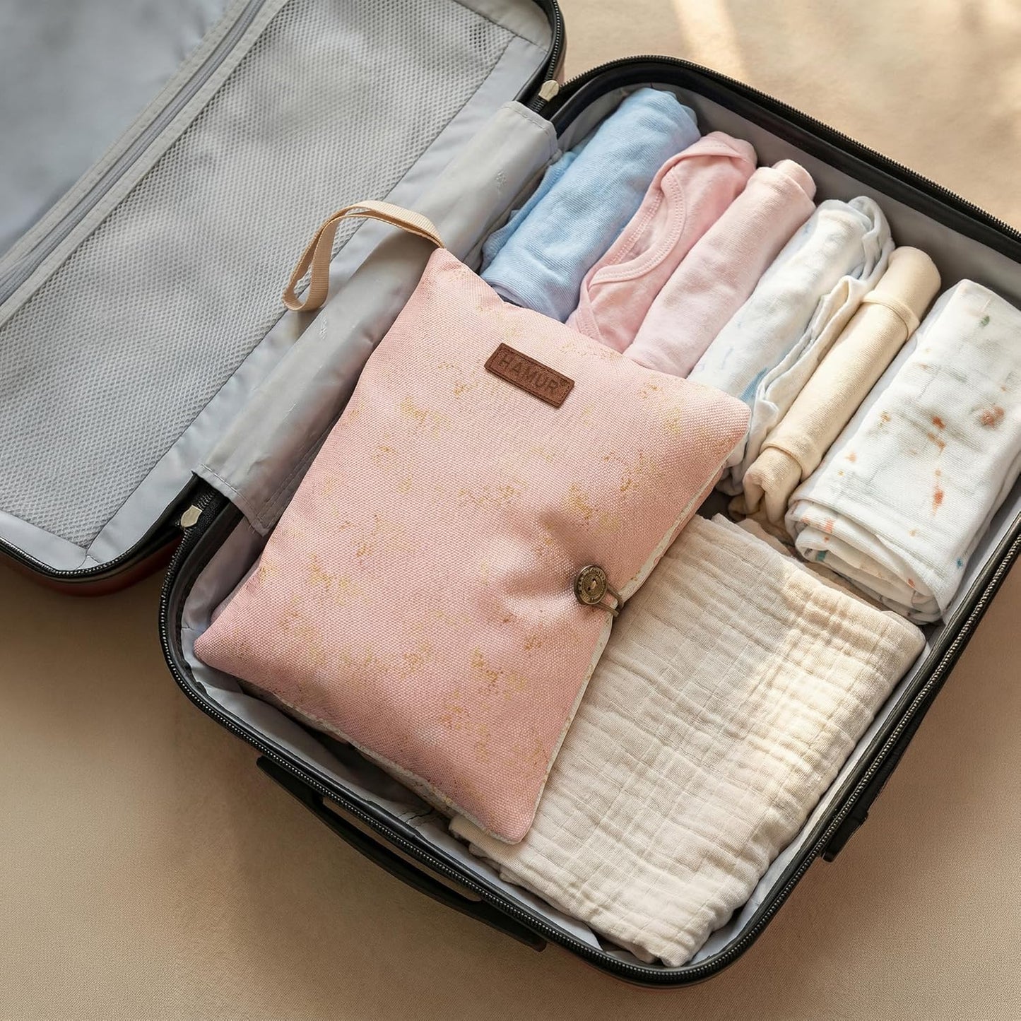 HAMUR Baby Diaper Bag Organizer – Travel-Friendly, Compact & Foldable | Stroller Pouch for Newborn Essentials – Must-Have for Boys & Girls (Leaves)