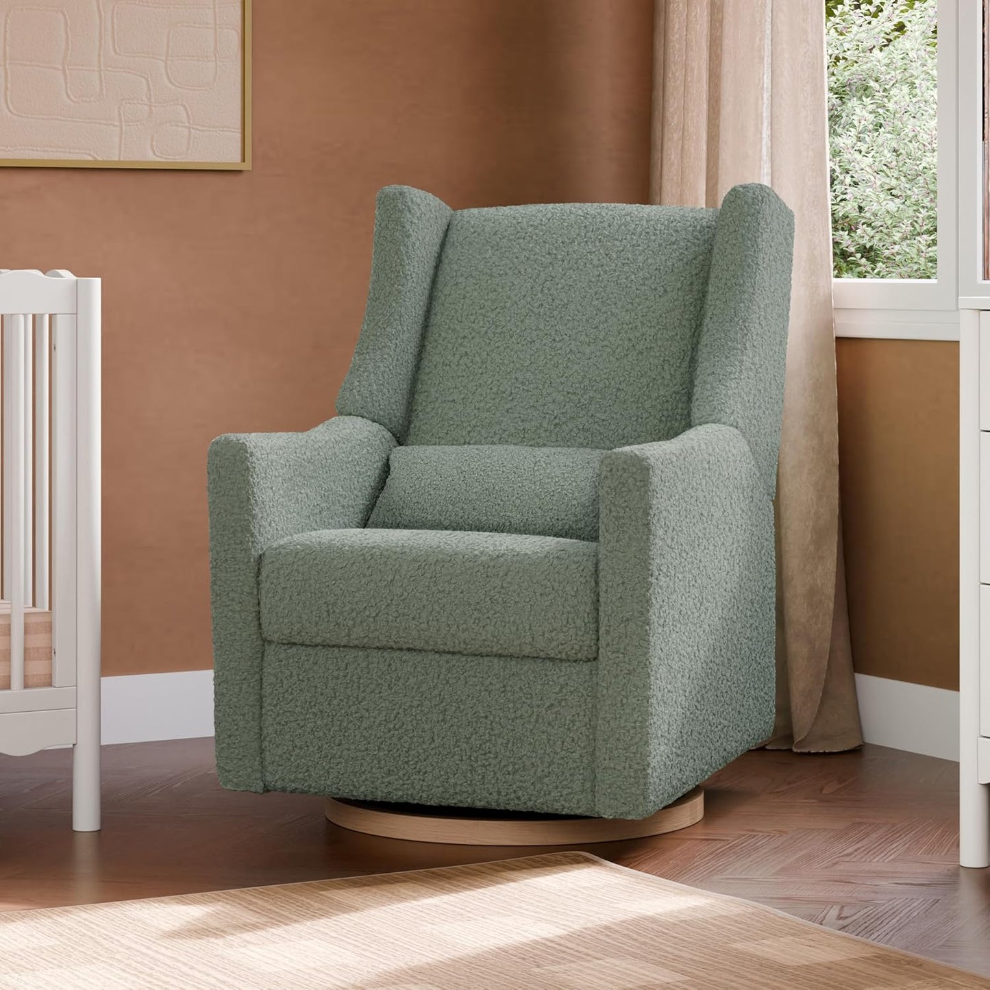 Kiwi Glider Recliner w/Electronic Control and USB | in Almond Teddy Loop w/Light Wood Base, Greenguard Gold Certified