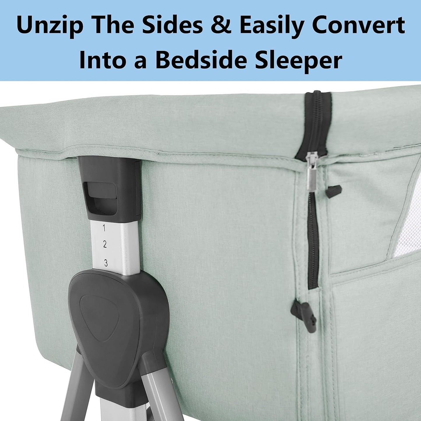 Dream On Me Lilly Bassinet and Bedside Sleeper, Seven Adjustable Height Position, Breathable Mesh Sides, Plush Mattress Pad, Storage Basket, Lightweight, Compact & Easy to Fold - Light Gray