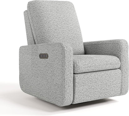 Graco Teddi Power Recliner Swivel Glider, Electronic Power Recline, Oeko-TEX 100 Certified, USB-A & USB-C Charger, Premium Cushioning & Comfort – (Ivory Basketweave)