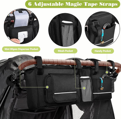 HODRANT Double Stroller Organizer Compatible with BOB Duallie & Compatible with Baby Jogger City Mini GT2 Stroller, Double Stroller Parent Console with Detachable Cooler & Cup Holder, Patent Pending