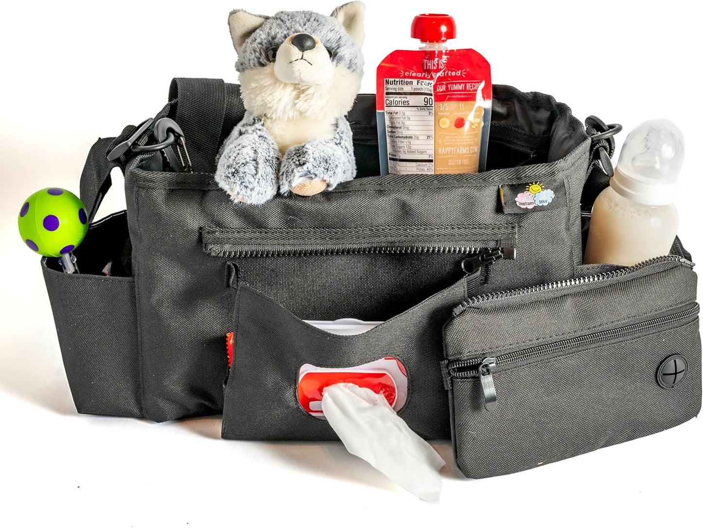 Universal Stroller Organizer - Multifunctional Stroller Caddy With Cup Holders - Non Slip Straps For All Strollers - Easy To Use