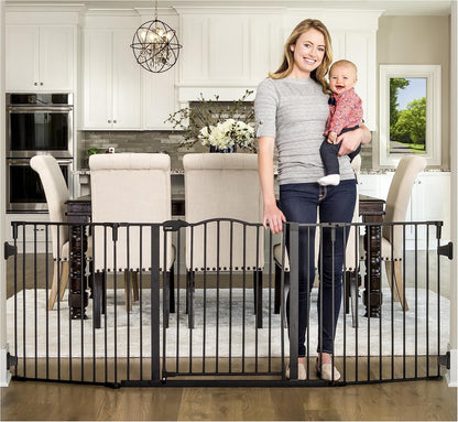 Regalo Safety 192" Super Wide Baby Gate & Play Yard, 2-in-1 Convertible Extra Wide Safety Barrier, Hardware Mounted for Toddlers & Pets, Tested & Safe for 30 Years, American Designed & Owned, White