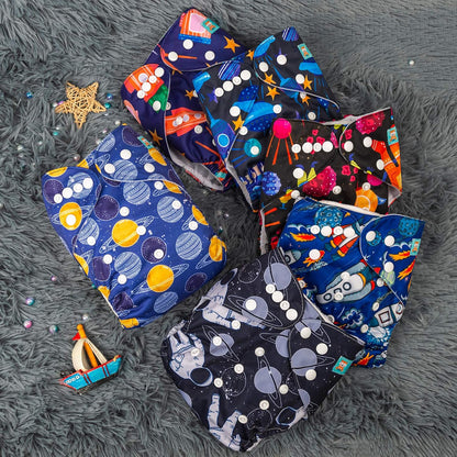 ALVABABY Baby Cloth Diapers 6 Pack with 12 Inserts Cloth Diaper Covers Adjustable Washable Reusable for Baby Girls and Boys
