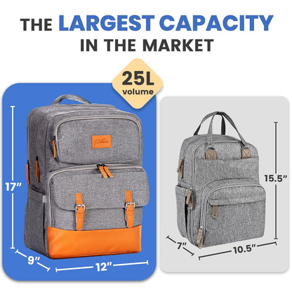 PILLANI Baby Diaper Bag Backpack - Large Waterproof Travel Diaper Bag for Boys & Girls, 16 Organizer Pockets with Changing Pad, Insulated Bottle Pockets & Stroller Straps, Baby Shower Gifts, Dinosaur