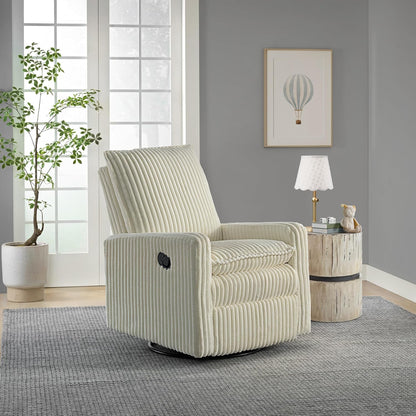 Oxford Baby Uptown Upholstered Glider Recliner Rocking Chair 360° Swivel for Nursery and Living Room - Boucle White