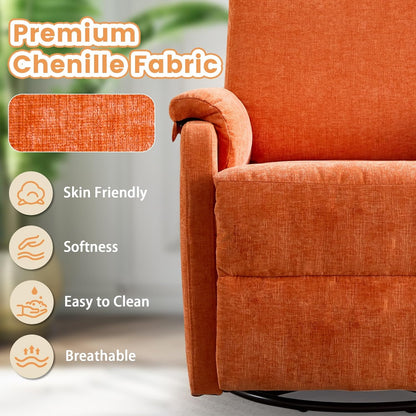 Korser Recliner Chair, Swivel Rocking Recliner Chair for Adults, Glider Rocking Chair, Small Nursery Chair Recliner for Living Room, Reclining Chair with Modern-Designed Armrests, Chenille, Beige