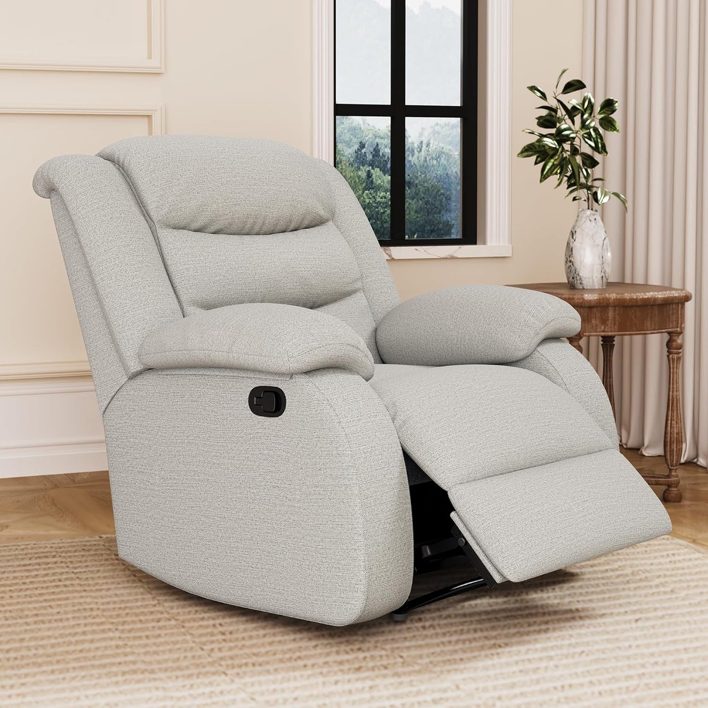 Power Swivel Rocker Recliner,Fabric Glider Recliner Nursery Chair,Small Rocking Chair,Single Reclining Sofa with Lumbar Support,USB&Type-C Ports,Living Room Home Threater Seat, Flint Grey
