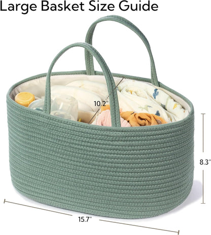 Diaper Caddy Organizer, Empty Gift Basket for Newborn Essentials, Baby Storage Basket, Stylish Gift Bag for Baby Shower, Boys and Girls – Small, White and Beige Brown