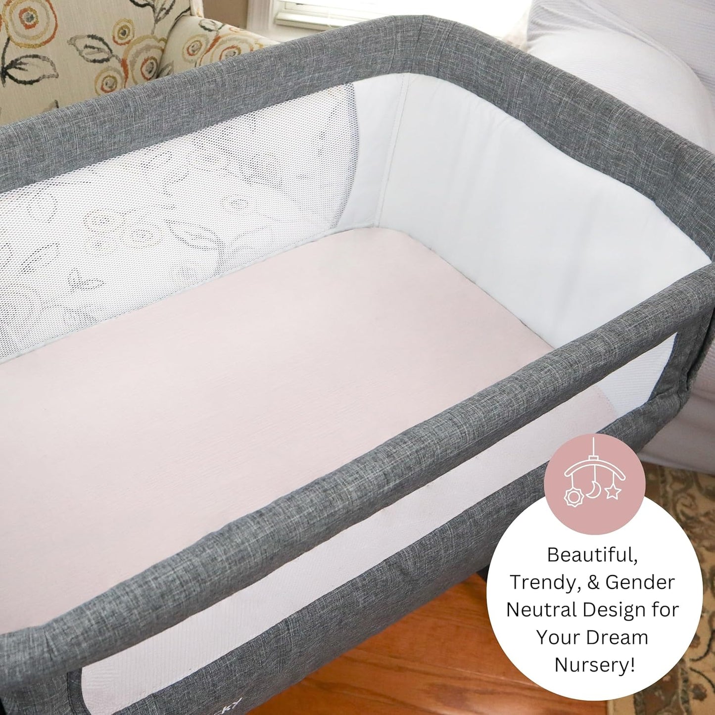 Muslin Bassinet Sheets for Angelbliss, Cowiewie, Amke, Jimglo, Suihuooo, Wayfong Baby Bassinet Bedside Sleeper by TansyPanda, 3PC, 20×33in, Ultra Soft, Breathable, Snug Fit, Unisex Boys Girls, Maadi