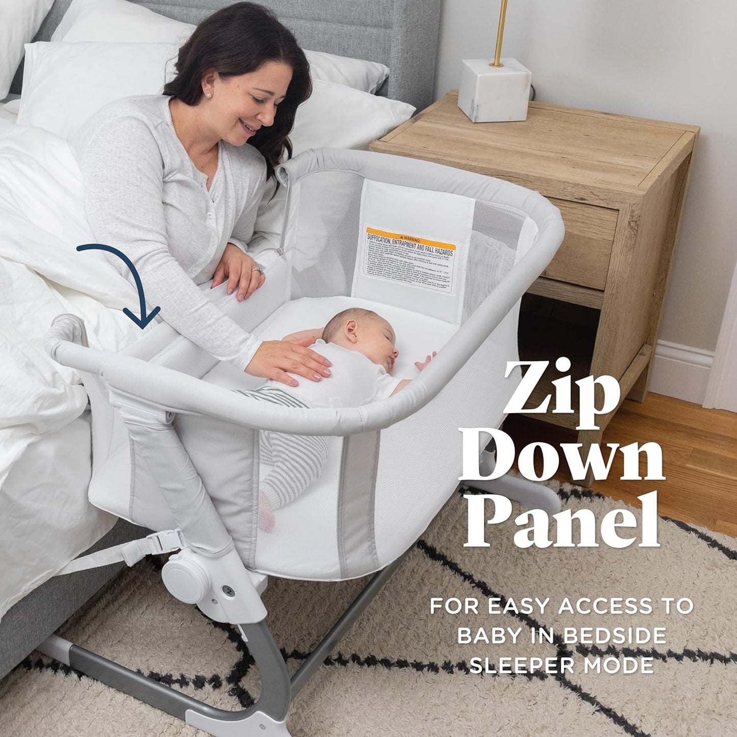 Baby Delight Beside Me Dreamer Bassinet | Bedside Sleeper | 6-Position Height Adjustment | Charcoal Tweed