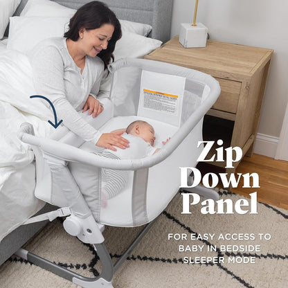 Baby Delight Beside Me Dreamer Bassinet | Bedside Sleeper | 6-Position Height Adjustment | Charcoal Tweed