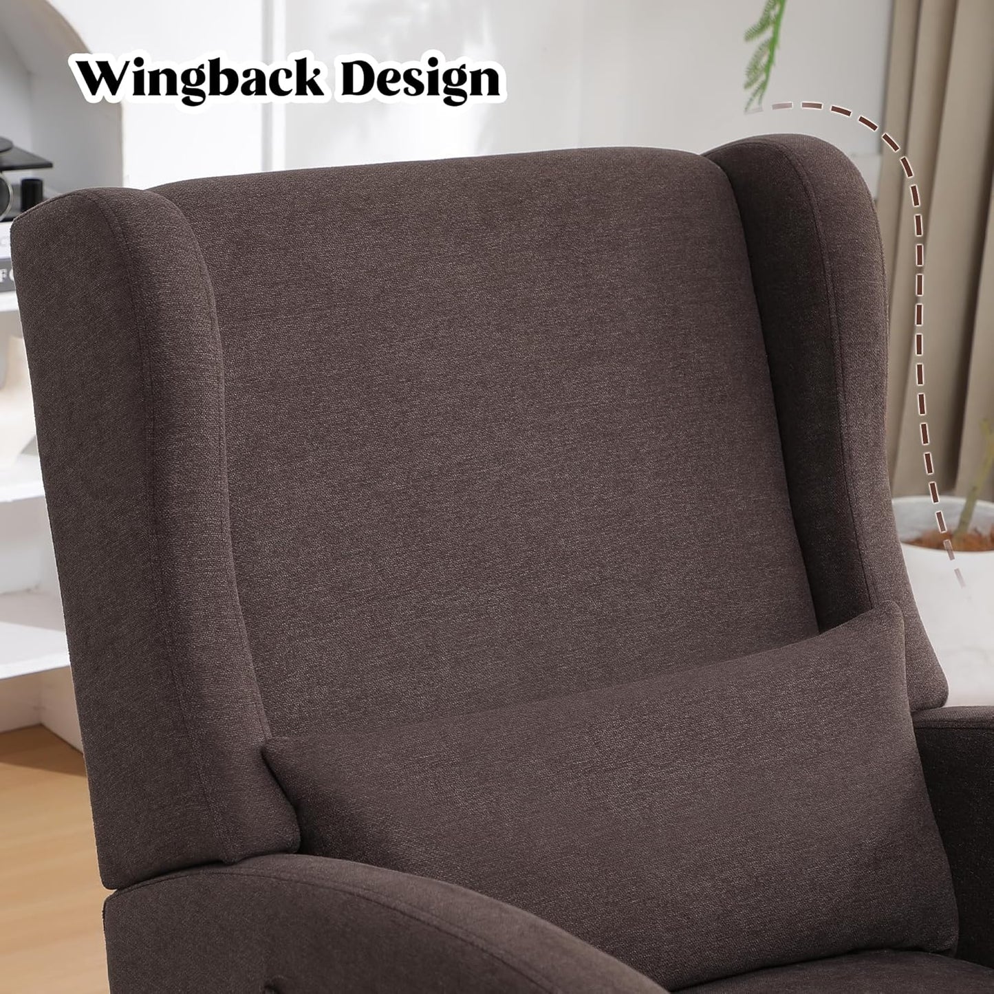 HCHAIRH Rocking Chair Nursery, Nursery Rocking Chairs with Foot Rest, Comfy Fabric Glider Rocker Nursing Chair with High Back for Nursing, Living Room, Bedroom, Beige