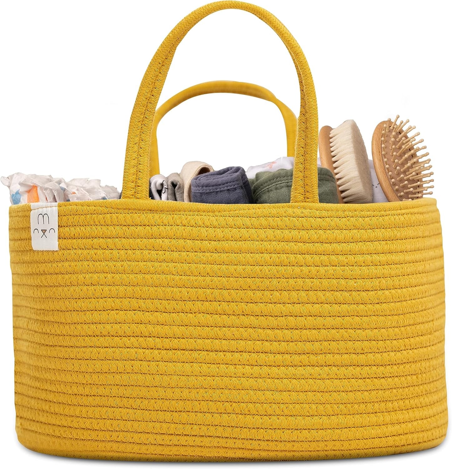 Natemia Diaper Caddy Organizer - Portable Rope Handles & 3 Compartments for Baby Items - Storage Basket for Newborn Essentials - Fits Spectra Breast Pump & Accessories - Registry Must Have (Beige)