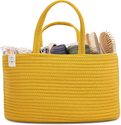 Natemia Diaper Caddy Organizer - Portable Rope Handles & 3 Compartments for Baby Items - Storage Basket for Newborn Essentials - Fits Spectra Breast Pump & Accessories - Registry Must Have (Beige)