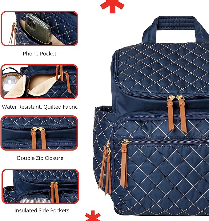 Skip Hop Diaper Bag Backpack: Forma, Multi-Function Baby Travel Bag with Changing Pad & Stroller Attachment, Navy